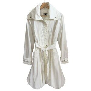 Samuel Dong Classic Bubble Trench Coat Dress White Size Medium Artsy Modest